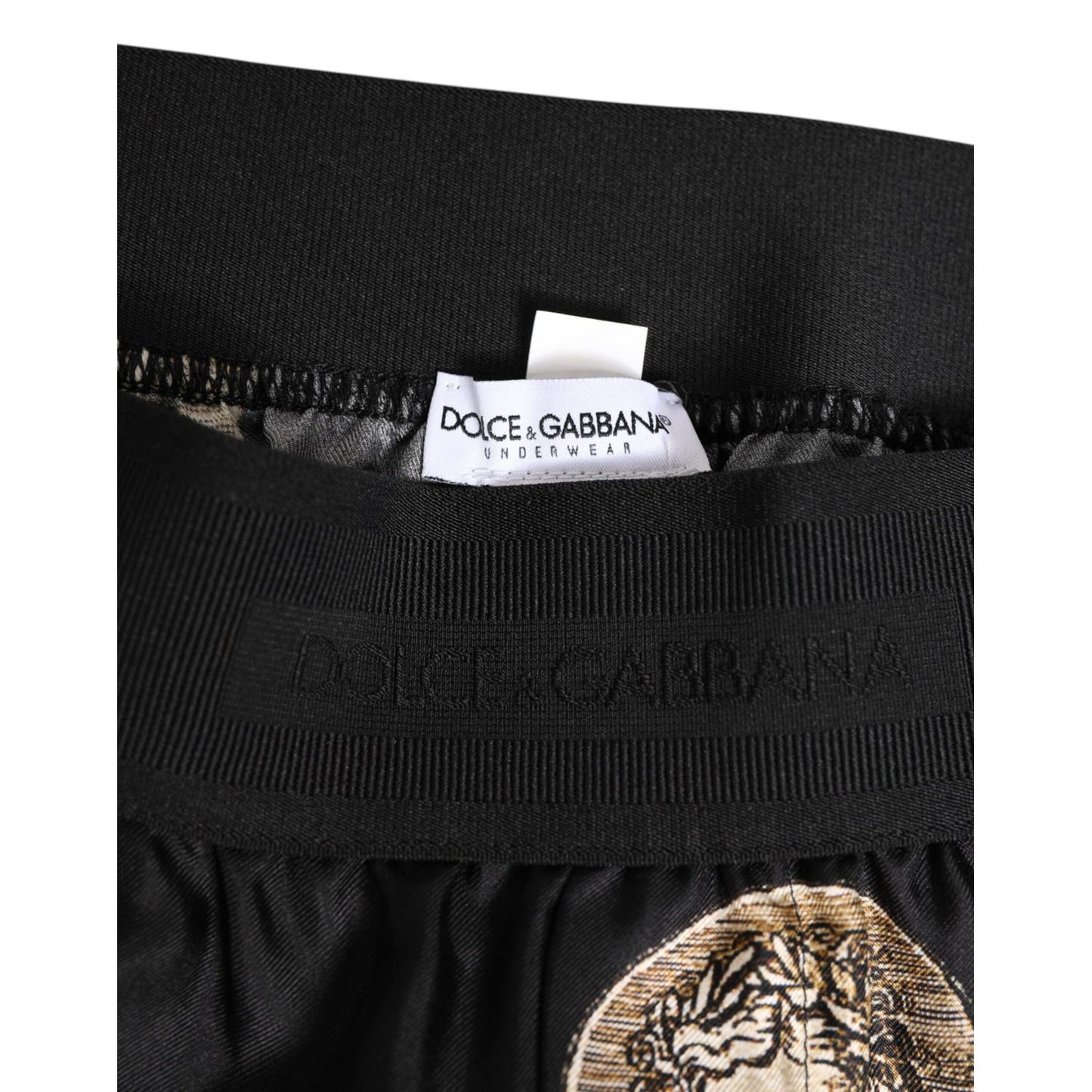 Dolce & Gabbana Black Silk Ancient Coin Print Boxer Short Swimwear