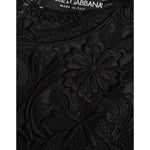 Dolce & Gabbana Black Silk Lace Trim Long Sleeves Blouse Top