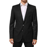 Dolce & Gabbana Black Single Breasted Men Coat MARTINI Blazer, slim fit, 100% virgin wool, two buttons, made in Italy