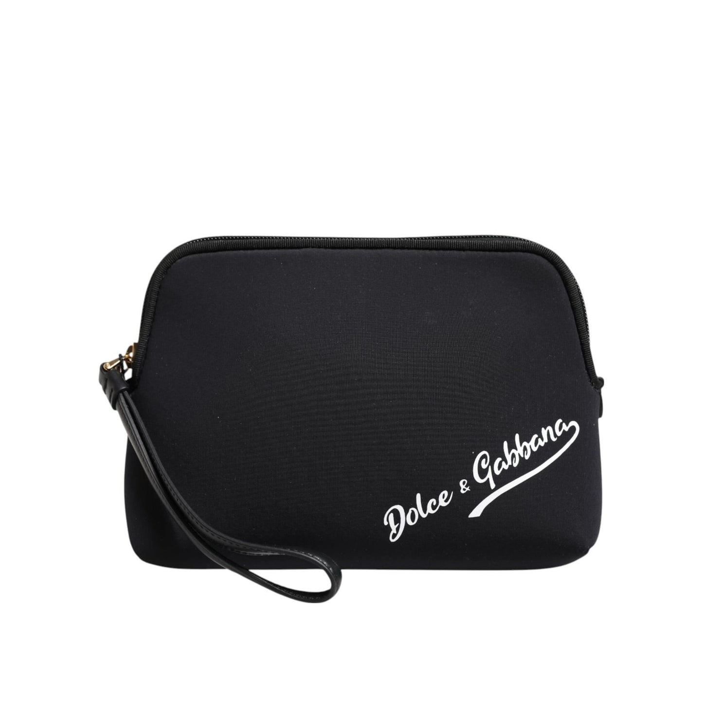 Dolce & Gabbana Black Solid Nylon DG LogoPrint Clutch Zip Borse Pouch Bag