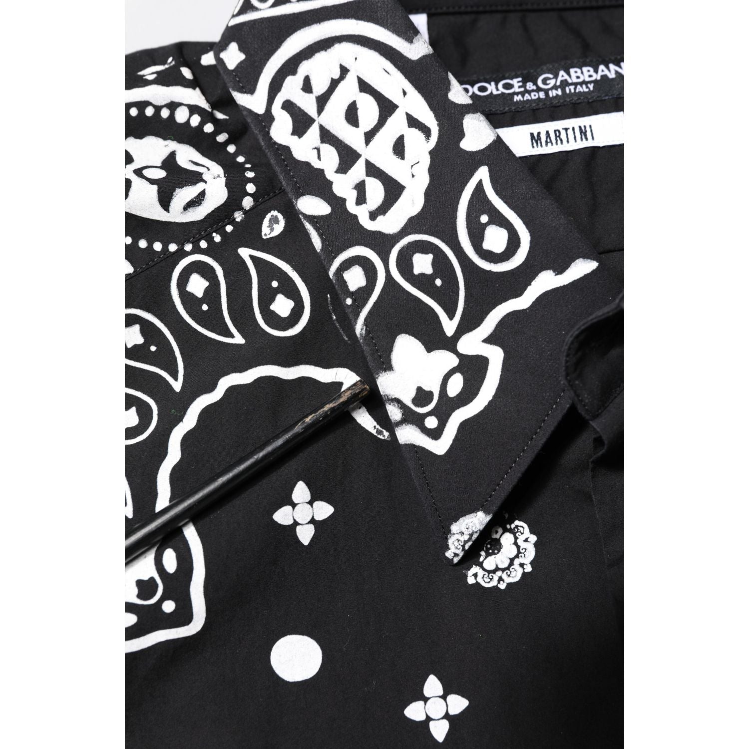 Dolce & Gabbana Black White Bandana MARTINI Casual Shirt