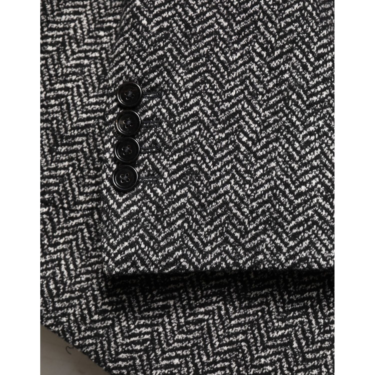 Dolce & Gabbana Black White Double Breasted Men Suit Blazer