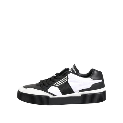 Dolce & Gabbana Black White Leather MIAMI Low Top Sneakers Shoes