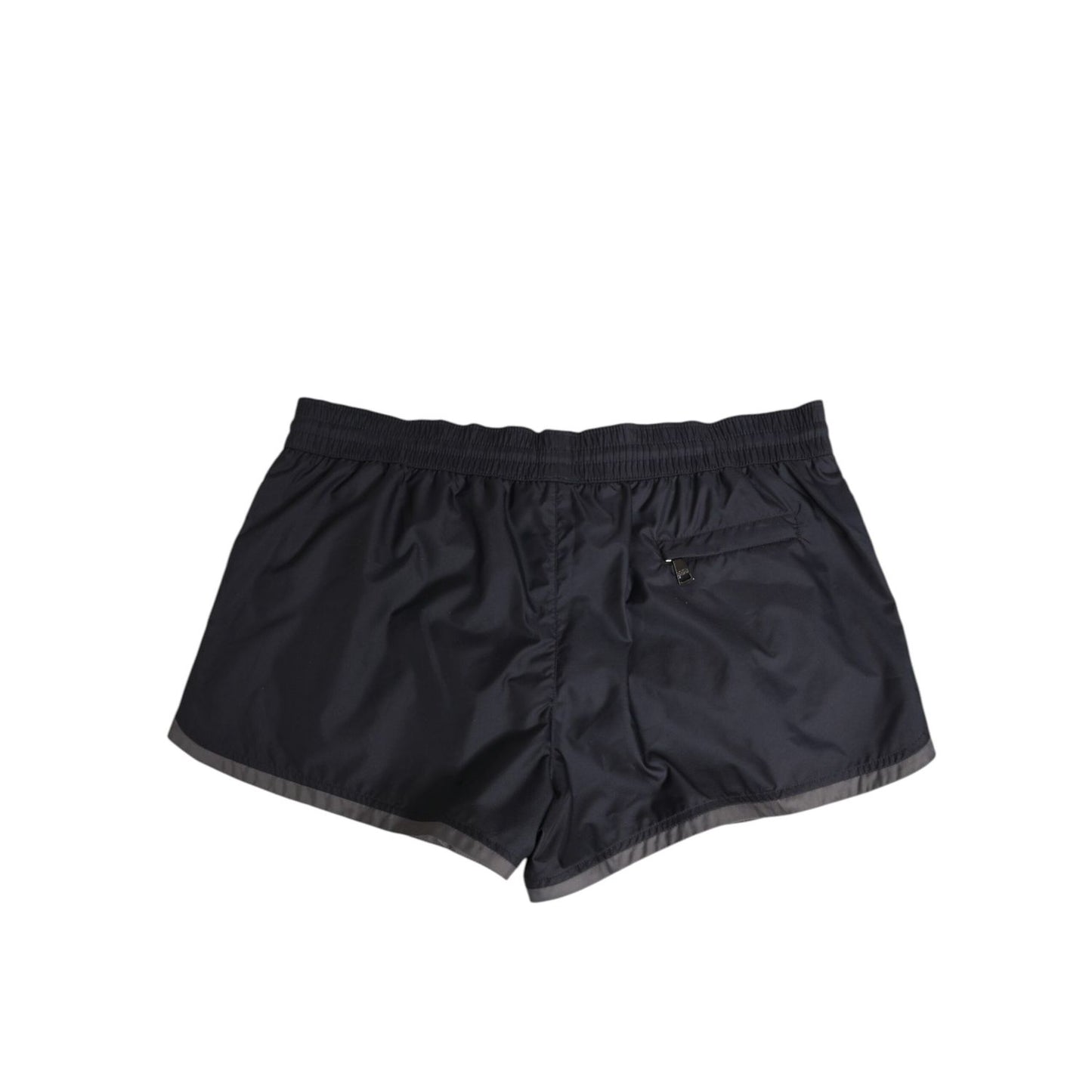 Dolce & Gabbana Black White Polyester Logo Elastic Waistband Swimwear