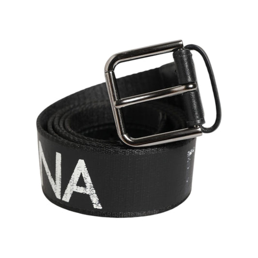 Dolce & Gabbana Black White Printed Metal Logo Buckle Belt Dolce & Gabbana