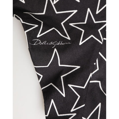 Dolce & Gabbana Black White Star Print Cotton Slip Panty Underwear