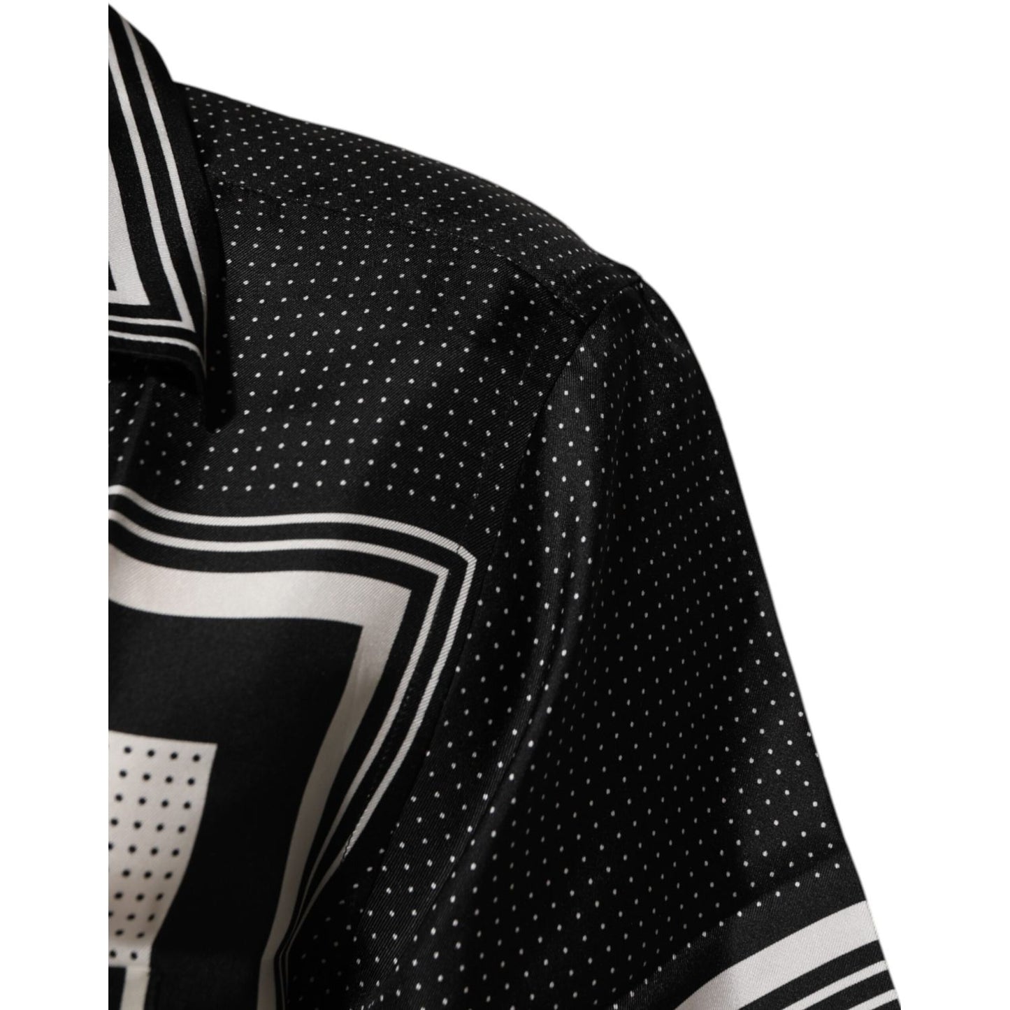 Dolce & Gabbana Black White StripeDot Print Casual Polo Shirt