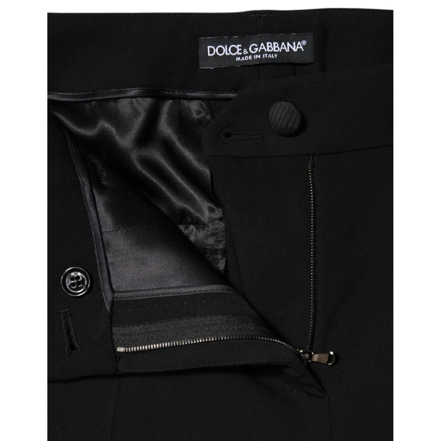 Dolce & Gabbana Black Wool High Waist Tapered Pants