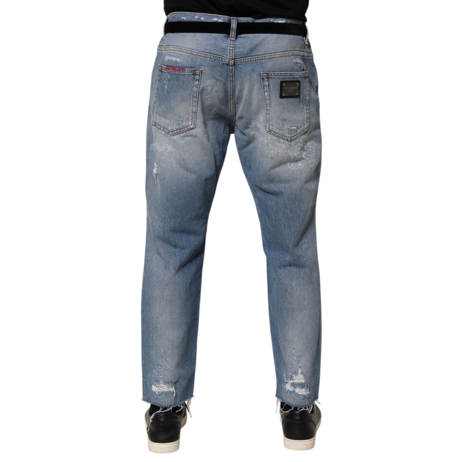 Dolce & Gabbana Blue Distressed Ripped Denim Trouser Jeans