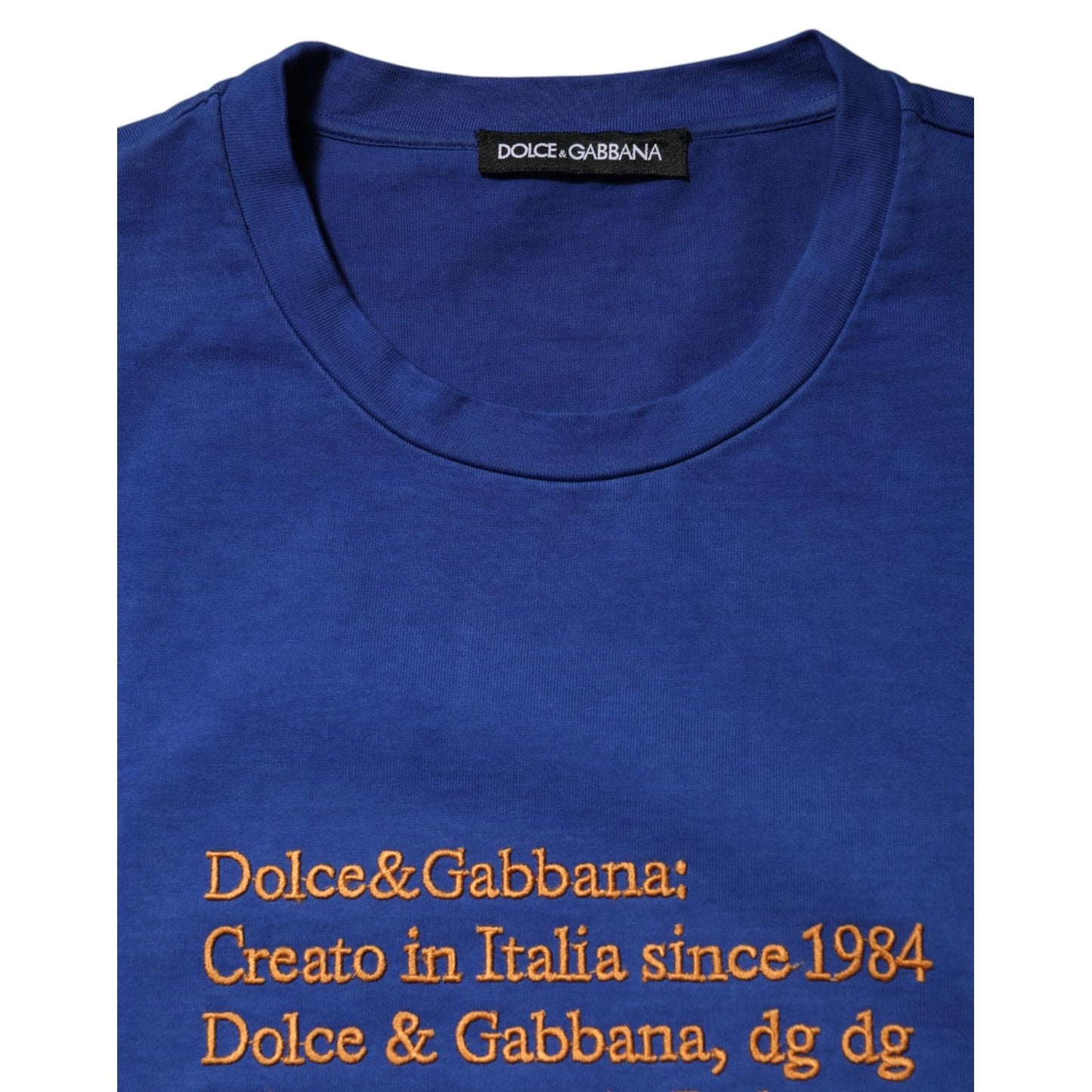 Dolce & Gabbana Blue Logo Graphic Cotton Crew Neck T-shirt
