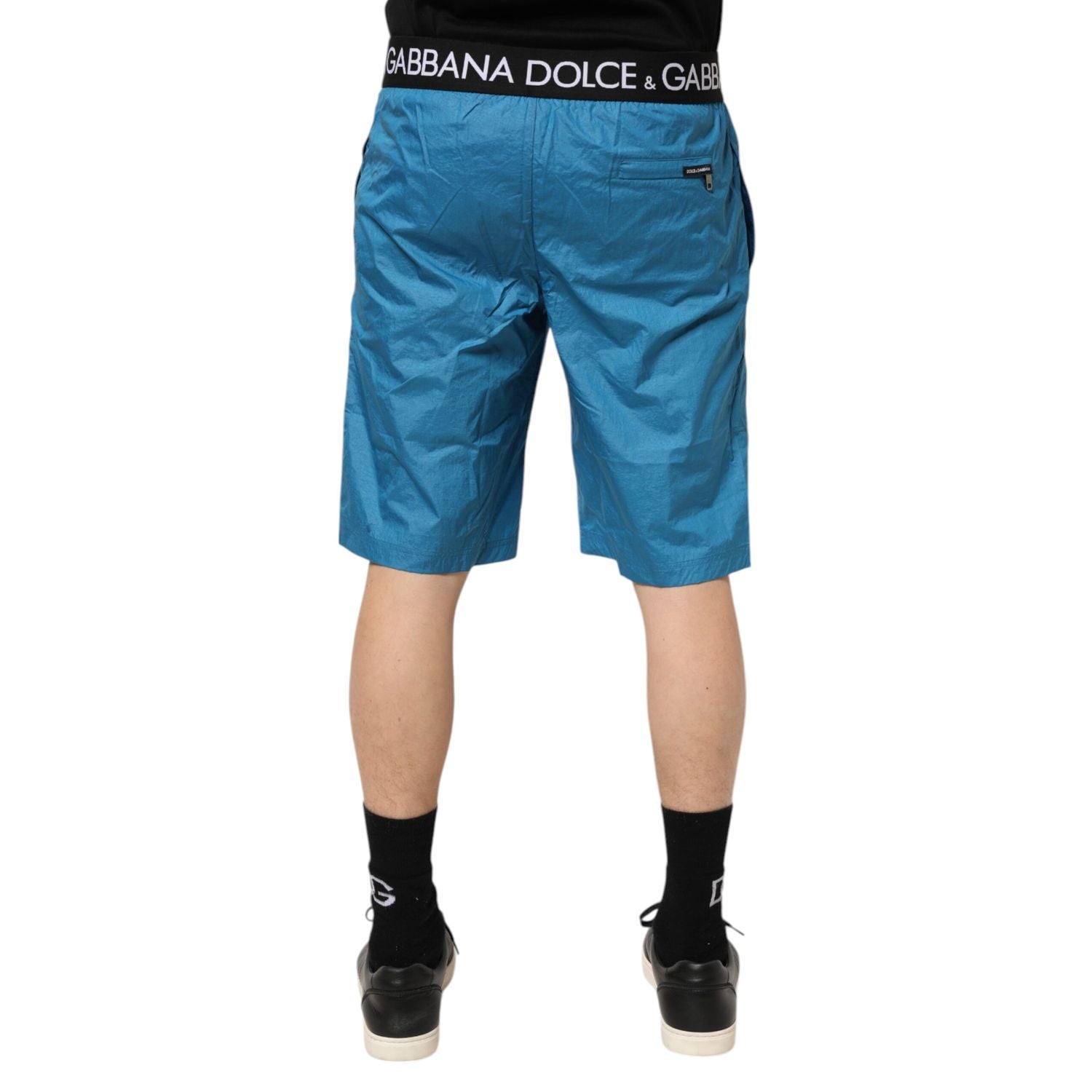 Dolce & Gabbana Blue Logo Waistband Beachwear Shorts Swimwear