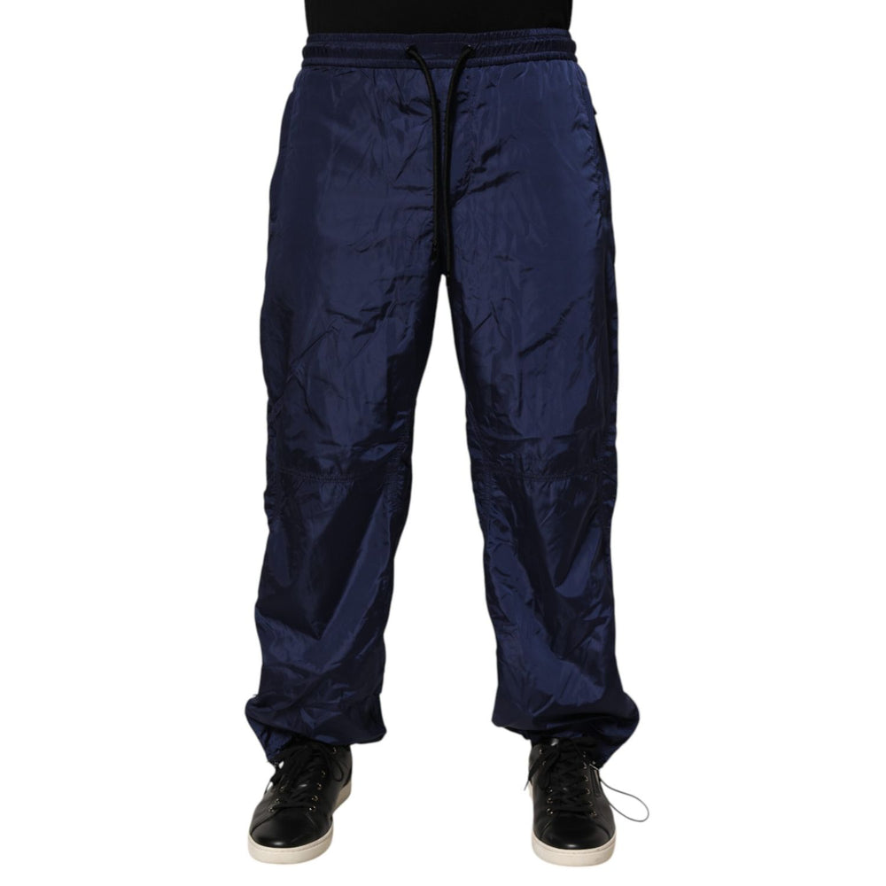 Dolce & Gabbana Blue Nylon Straight Jogger Sweatpants Pants