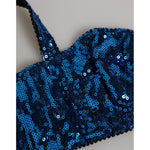 Dolce & Gabbana Blue Sequin Embellished Balconnet Bra Underwear with intricate detailing and shimmering sequins for a bold statement piece.
