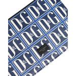 Dolce & Gabbana Blue White Leather D&G Logo Plaque Crossbody Borse Bag with logo details and zipper closure