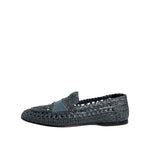 Dolce & Gabbana Blue Woven Raffia Slip On Loafers Shoes