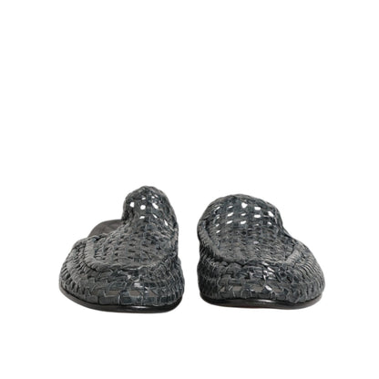 Dolce & Gabbana Blue Woven Slides MULES Men Sandals Shoes Dolce & Gabbana