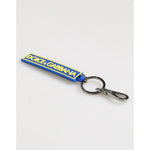 Dolce & Gabbana Blue Yellow DG Rubber Logo Silver Men's Keychain Keyring with metal hook
