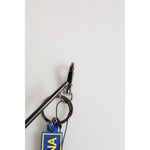 Dolce & Gabbana Blue Yellow DG Rubber Logo Silver Men's Keychain Keyring showing metal scratches