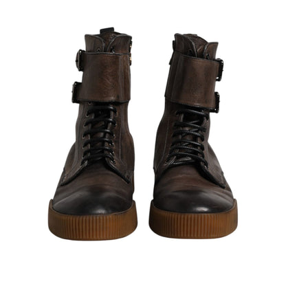 Dolce & Gabbana Brown Horse Leather Mid Calf Boots Shoes