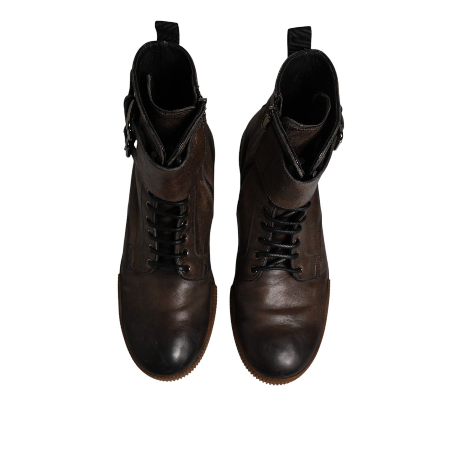 Dolce & Gabbana Brown Horse Leather Mid Calf Boots Shoes