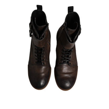 Dolce & Gabbana Brown Horse Leather Mid Calf Boots Shoes