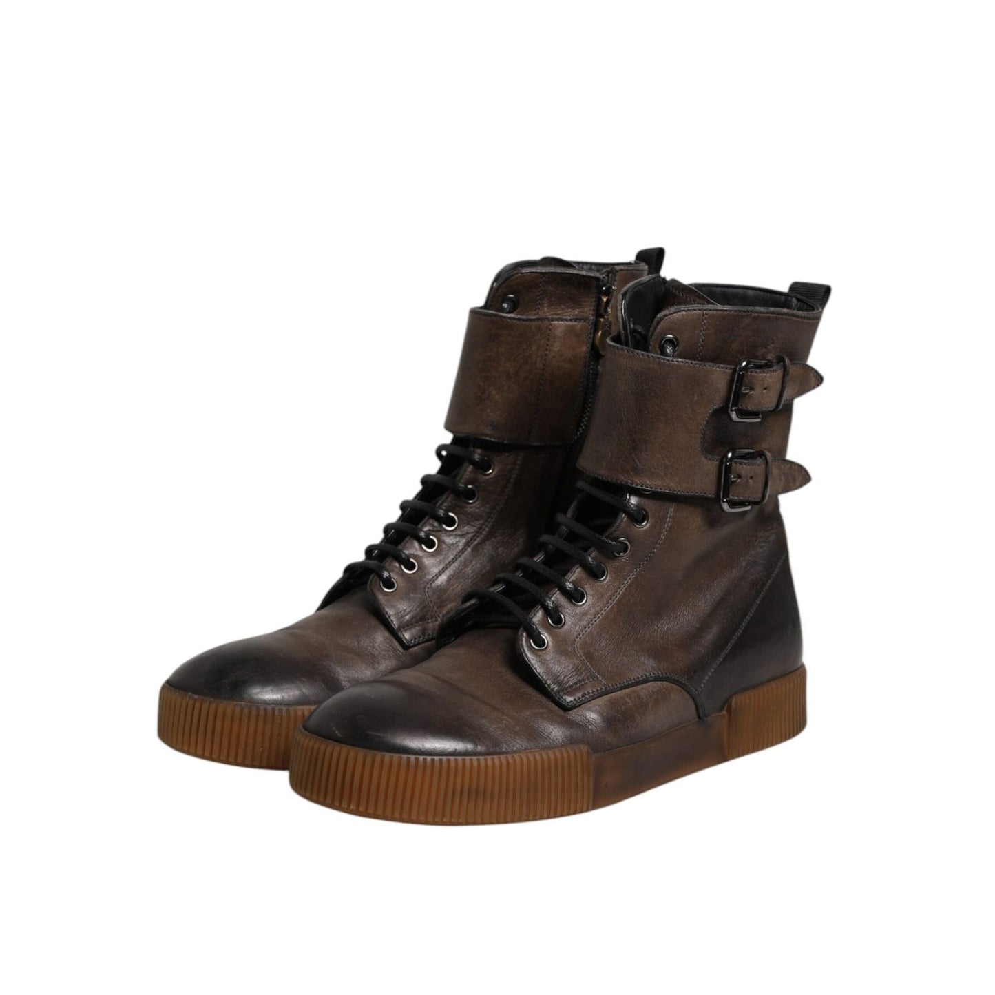 Dolce & Gabbana Brown Horse Leather Mid Calf Boots Shoes