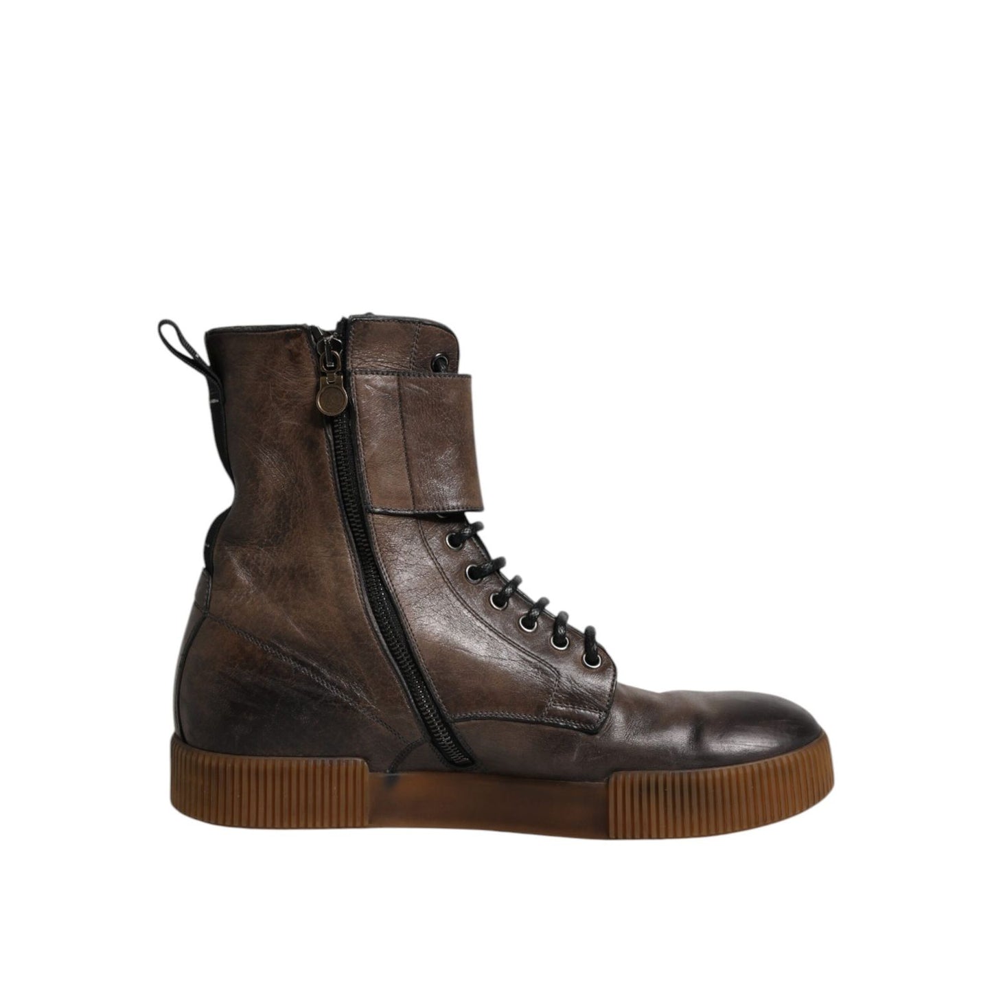 Dolce & Gabbana Brown Horse Leather Mid Calf Boots Shoes