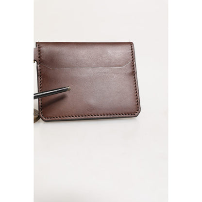 Dolce & Gabbana Brown Leather Logo Embossed Key Chain Card Holder Wallet