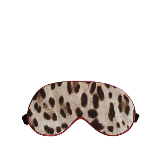 Dolce & Gabbana Brown Leopard Print Silk Women Accessory Sleep Eye Mask made from 100% silk with logo details.