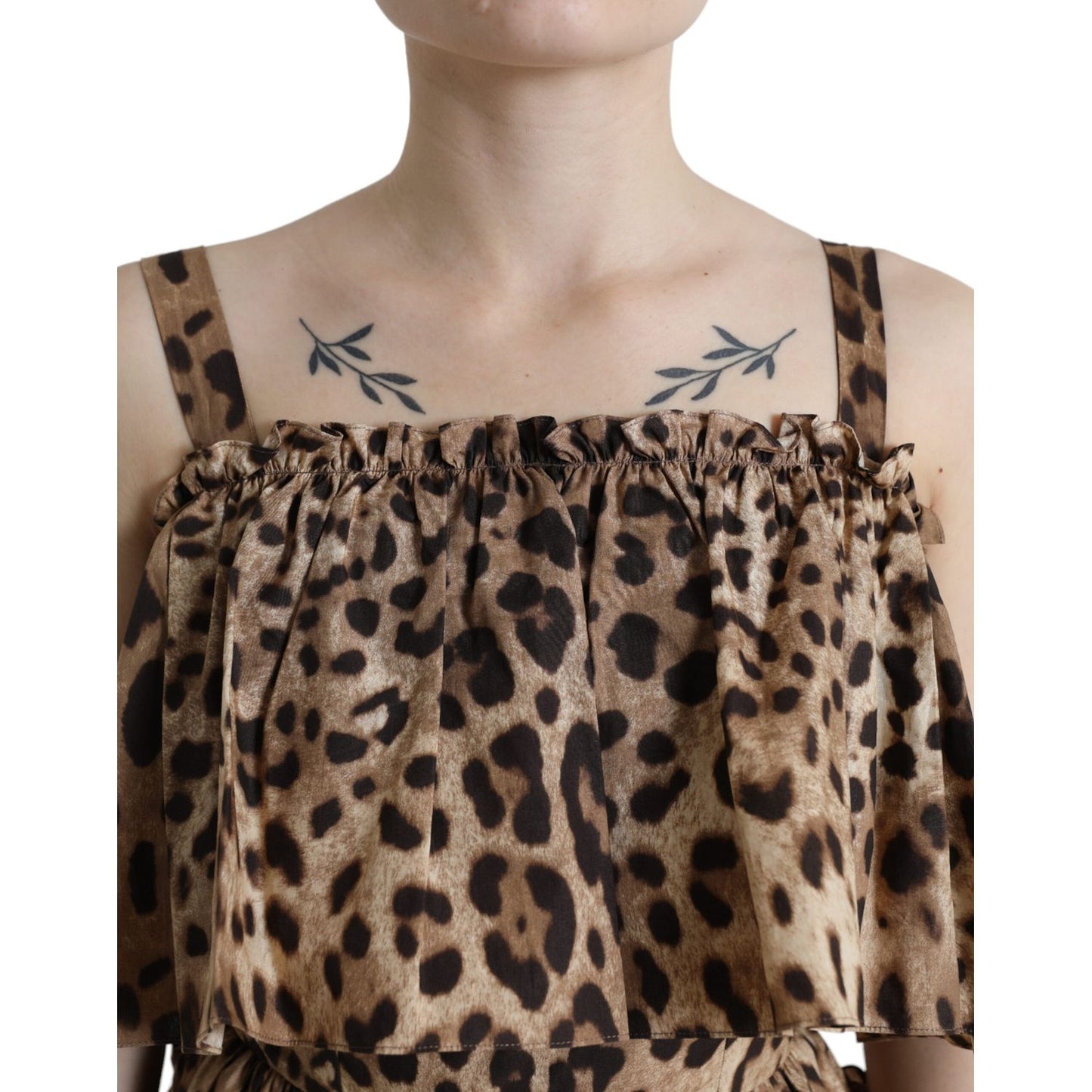 Dolce & Gabbana Brown Leopard Print Sleeveless A-line Dress