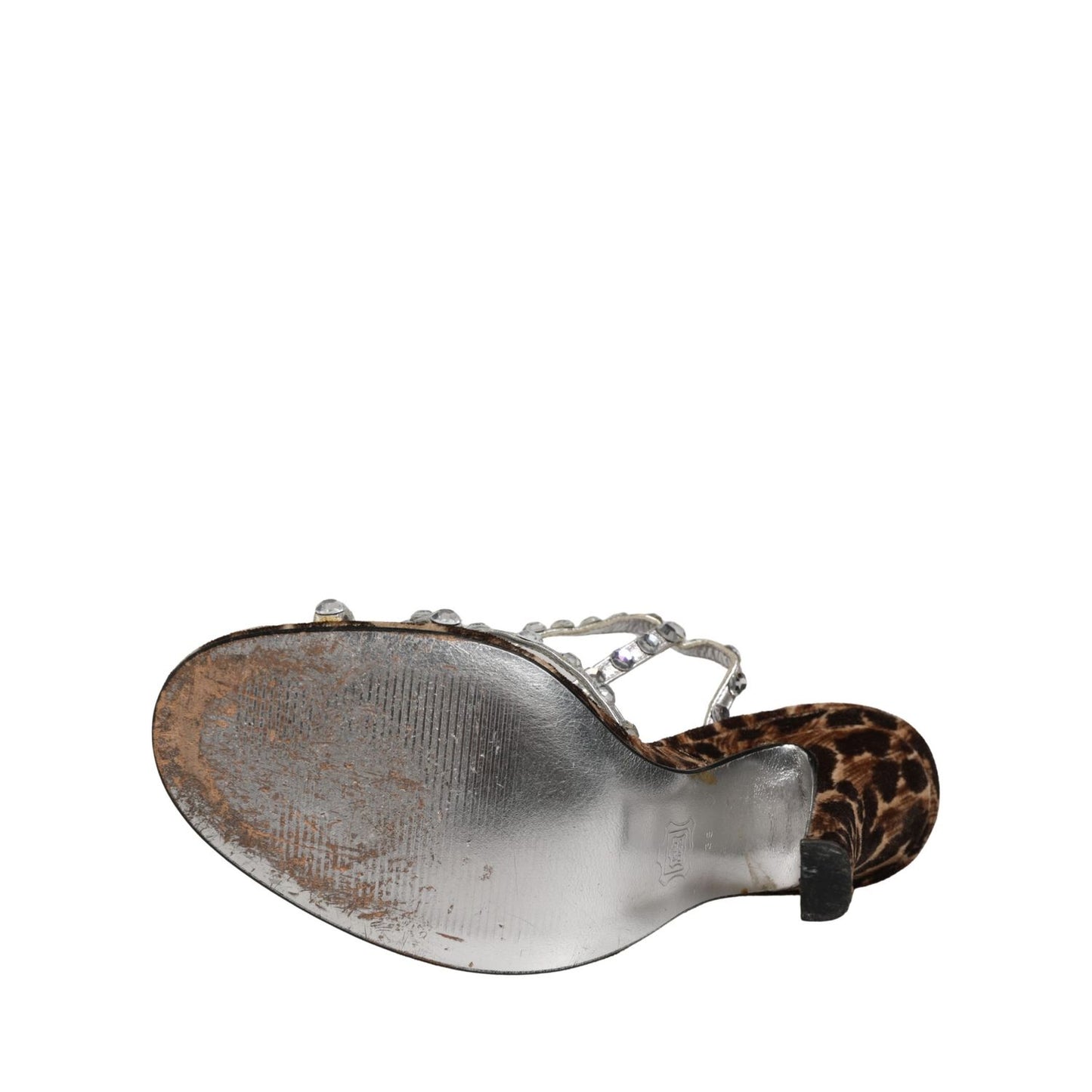Dolce & Gabbana Brown Leopard Rhinestone StilettoSandals Shoes