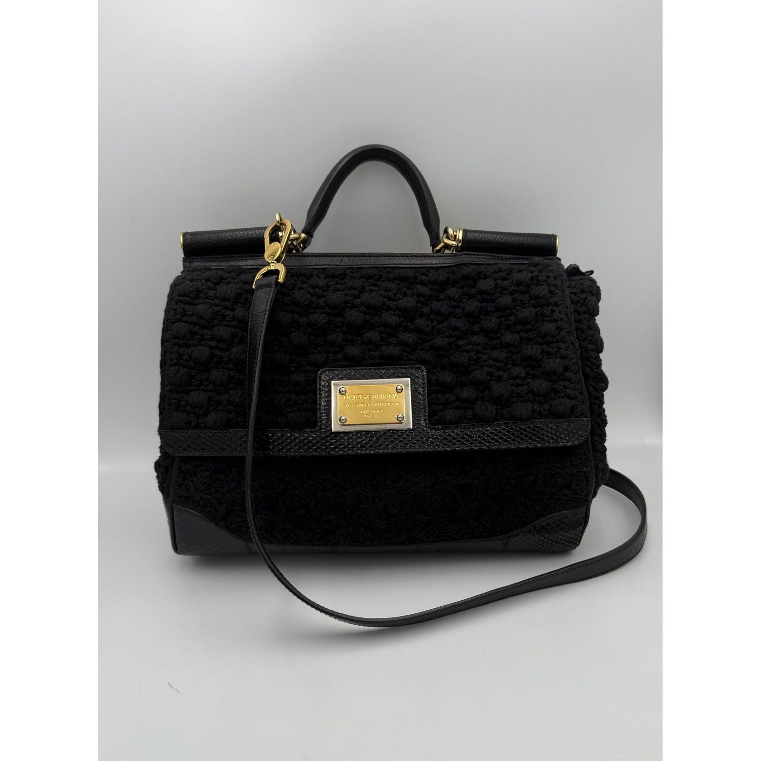 Dolce & Gabbana DOLCE & GABBANA Sicily Python and Macramé Handbag