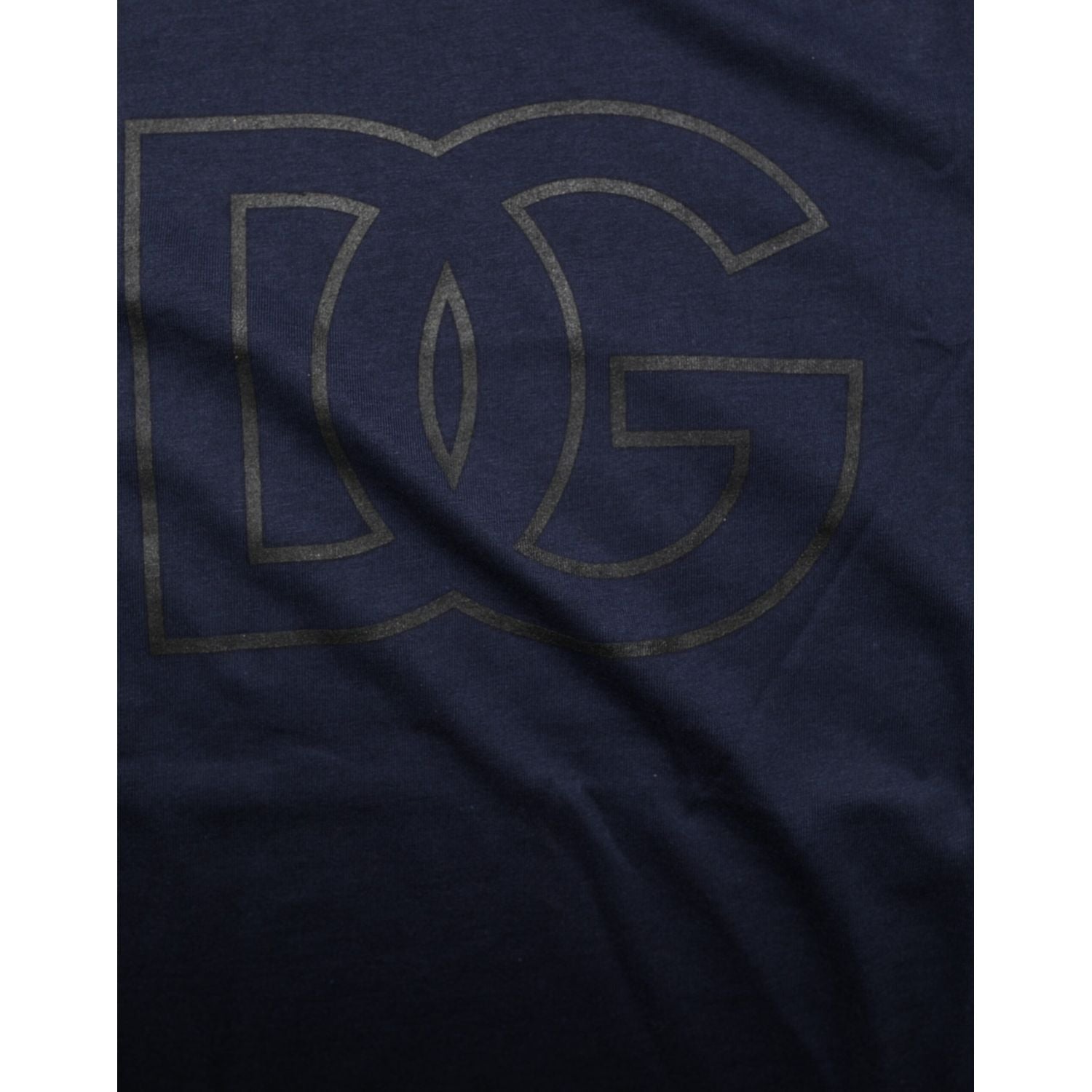 Dolce & Gabbana Dark Blue Cotton DG Logo Print Men’s Top T-shirt