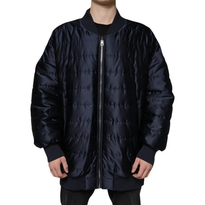 Dolce & Gabbana Dark Blue Quilted Full Zip Bomber Jacket