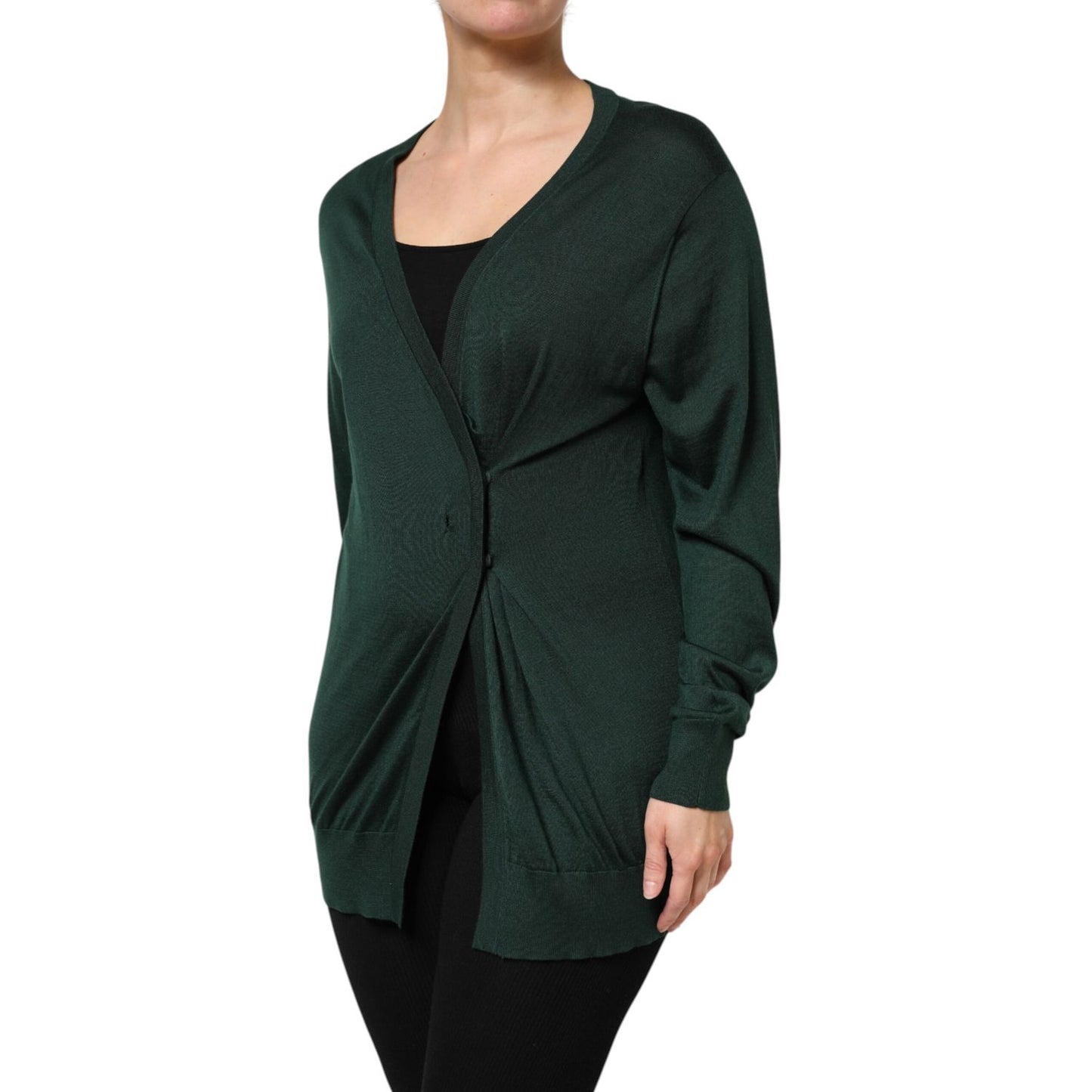 Dolce & Gabbana Dark Green Cashmere Silk Cardigan Sweater