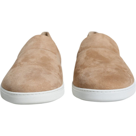 Dolce & Gabbana Beige Suede Caiman Loafers Slippers Shoes MV6246-42