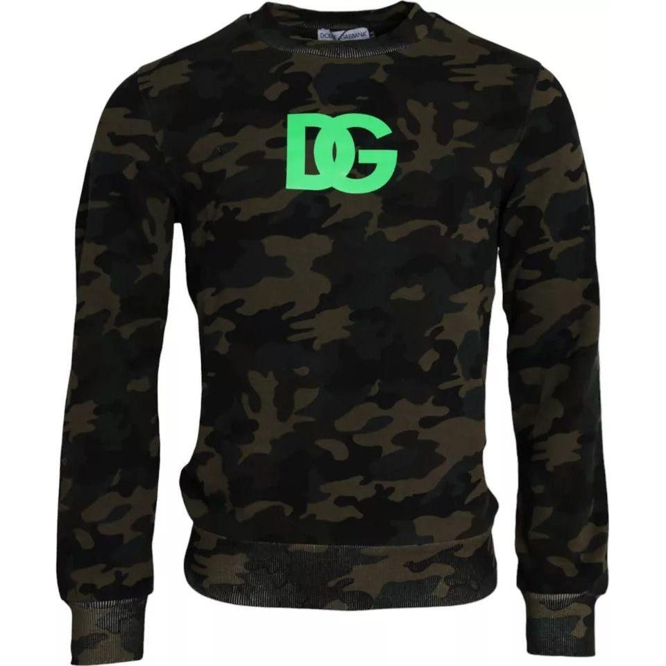 Dolce & Gabbana Black Camouflage Crew Neck Pullover Sweater TSH86488-44
