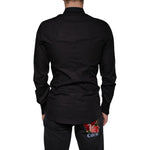 Dolce & Gabbana Black King Crown Embroidered GOLD Dress Shirt TSH83178-39