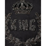 Dolce & Gabbana Black King Crown Embroidered GOLD Dress Shirt TSH83178-39