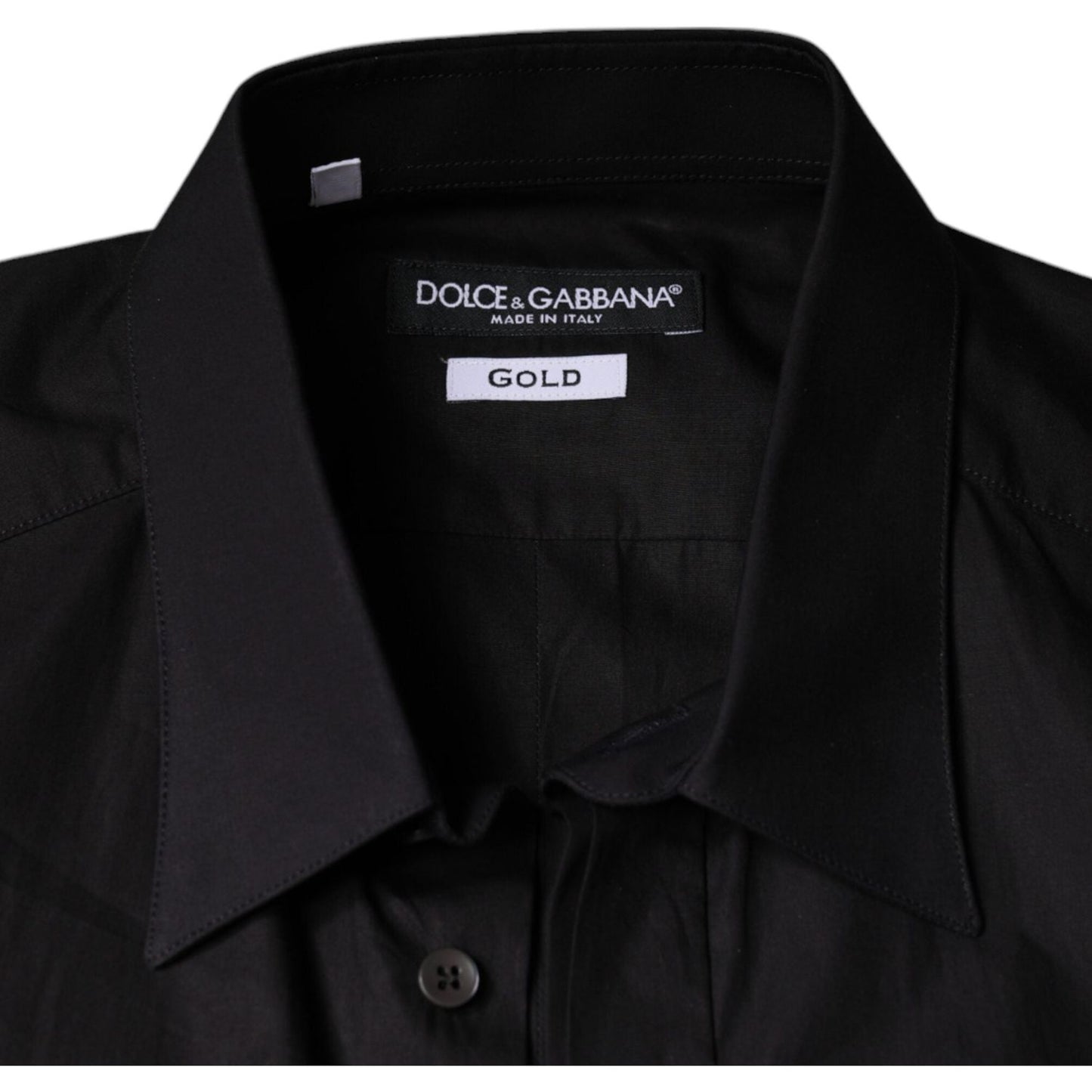 Dolce & Gabbana Black King Crown Embroidered GOLD Dress Shirt TSH83178-39
