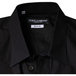Dolce & Gabbana Black King Crown Embroidered GOLD Dress Shirt TSH83178-39