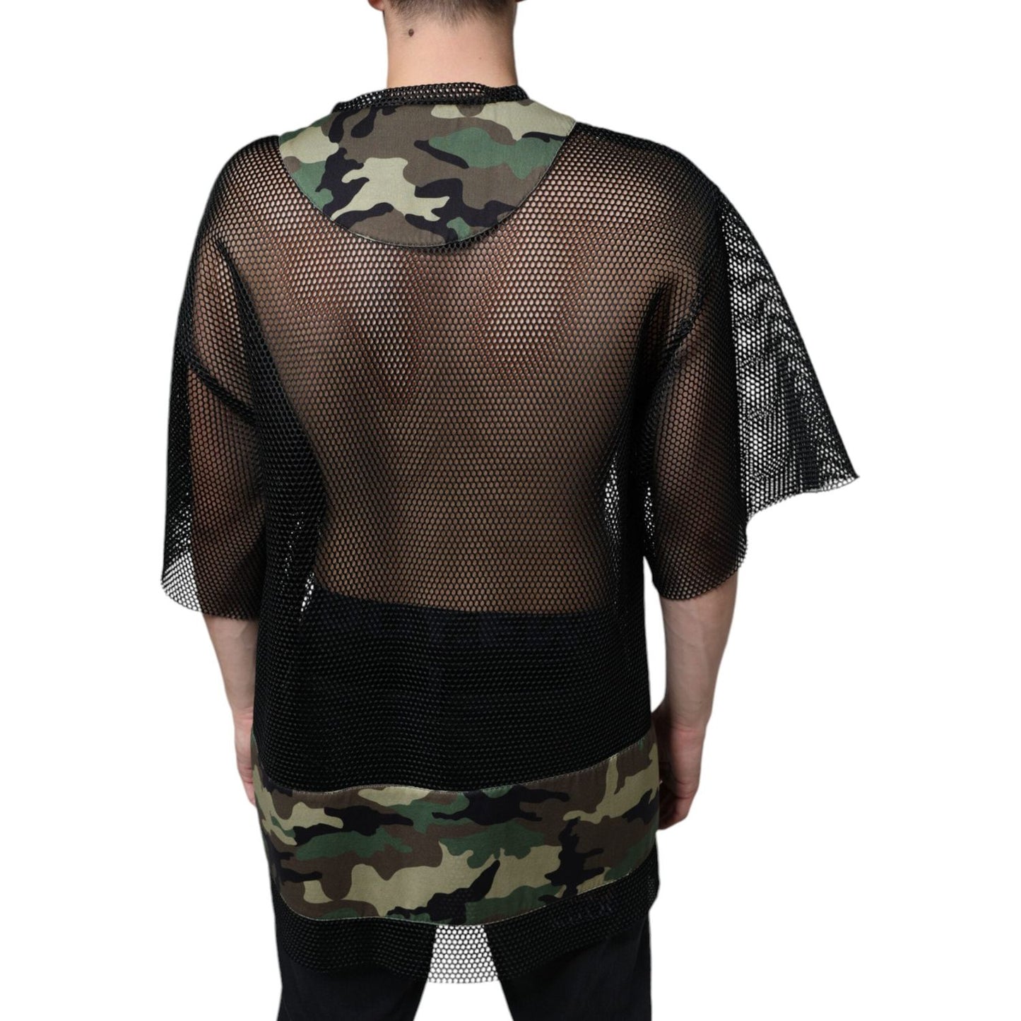Dolce & Gabbana Black Mesh Camouflage Short Sleeves T-shirt TSH87085-52