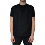 Dolce & Gabbana Black Wool Waistcoat Dress Formal Vest TSH87115-60