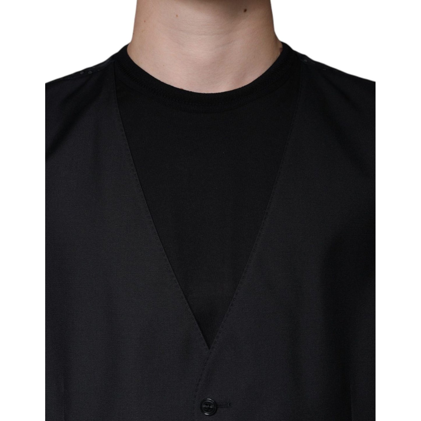 Dolce & Gabbana Black Wool Waistcoat Dress Formal Vest TSH87115-60