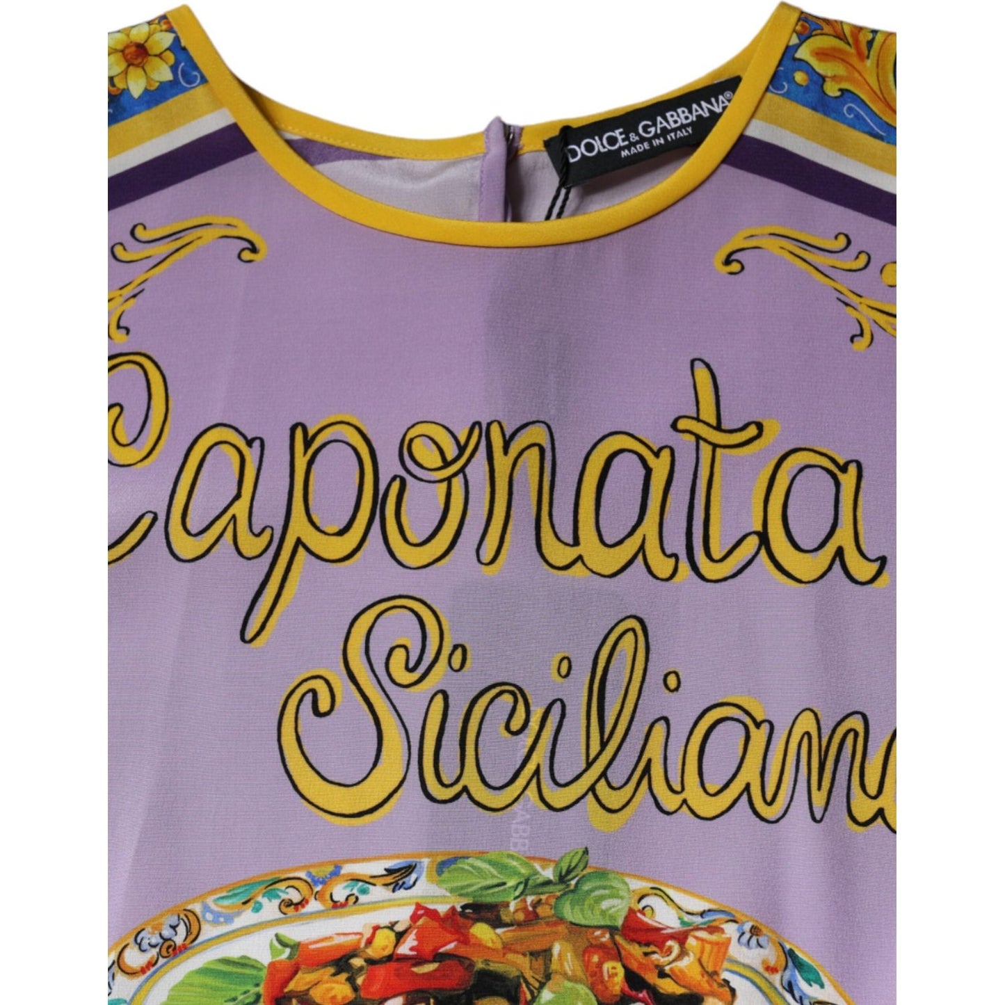 Dolce & Gabbana Purple Silk Caponata Siciliana Print Tank Top TSH86557-40