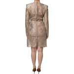 Back view of Dolce & Gabbana Gold Floral Lace A-line Sheath Mini Dress with delicate lace and elegant design, perfect for special events.