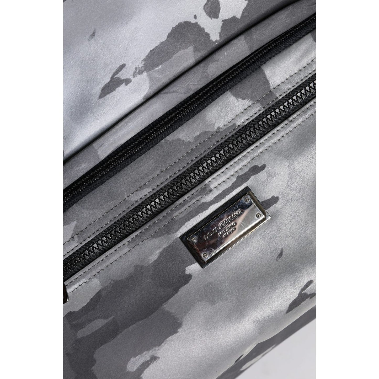 Dolce & Gabbana Gray Camo Cotton Multiple Compartments Tote Bag