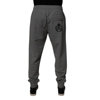 Dolce & Gabbana Gray Logo Cotton Jogger Men Sweatpants Pants