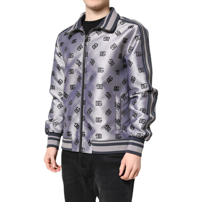 Dolce & Gabbana Gray Logo Monogram Full Zip Bomber Jacket