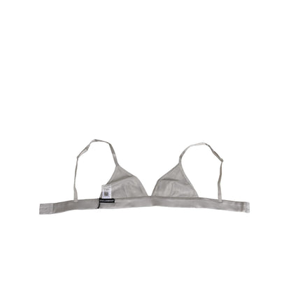 Dolce & Gabbana Gray Silk Satin Triangle Soft Cup Bra Underwear